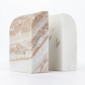 Studio McGee Threshold Natural/White Marble Stone Bookends